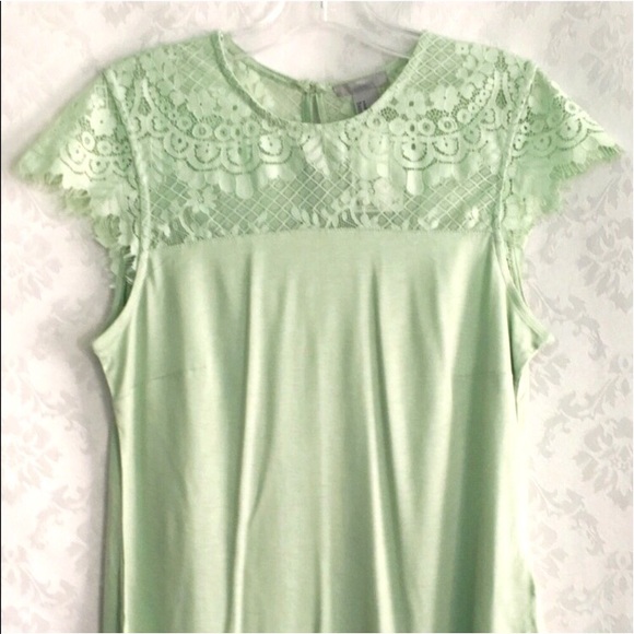 NWT H&M Mint Pastel Green Lace Cap Sleeve Top - Picture 3 of 5